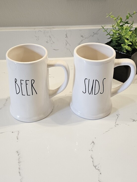 Rae Dunn Other - Rae Dunn White 'Beer' and 'Suds' Ceramic Mugs - Set of 2
